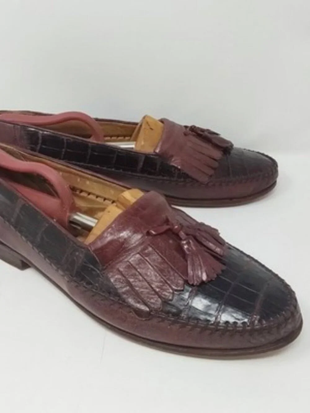 Bruno Magli Crocodile Tassel Loafers Brown Dress Shoes Italy Mens Size 9M